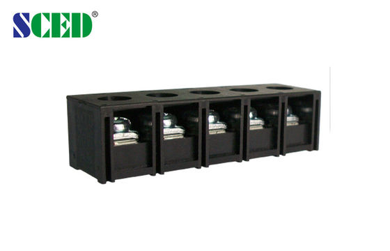 Black 40A Barrier Terminal Block for Power with Cover 2-18 Poles / M4 Screw Brass PBT