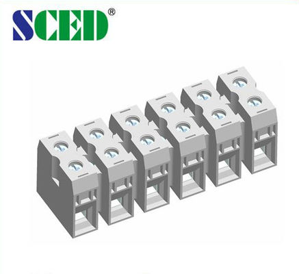 Grey 600V 50A Panel Mount Terminal Block Connector , PA66 Copper Conduction Board Connector