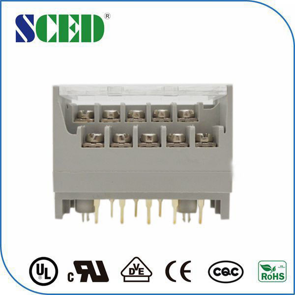 With Cover Dual Row Electrical Terminal Block M3 Brass Terminal 7.62mm Spacing