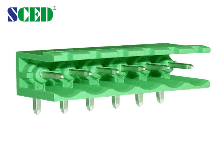 Green Plug In Terminal Block Pitch 7.62mm Brass Terminal PA66 300V