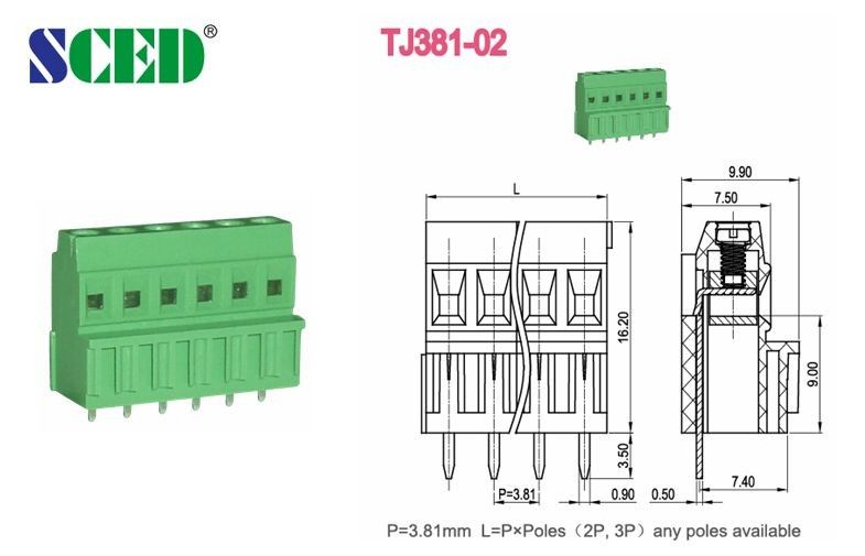 Hot sale Plastic Strips PCB Screw Terminal Block Right Angle Wire Connection 300V