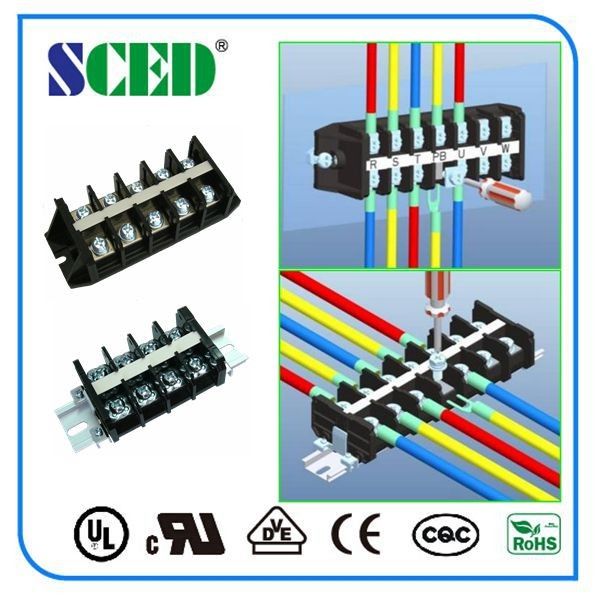 Black PCB 10.8mm Panel Mounted Terminal Block Screw Barrier Type