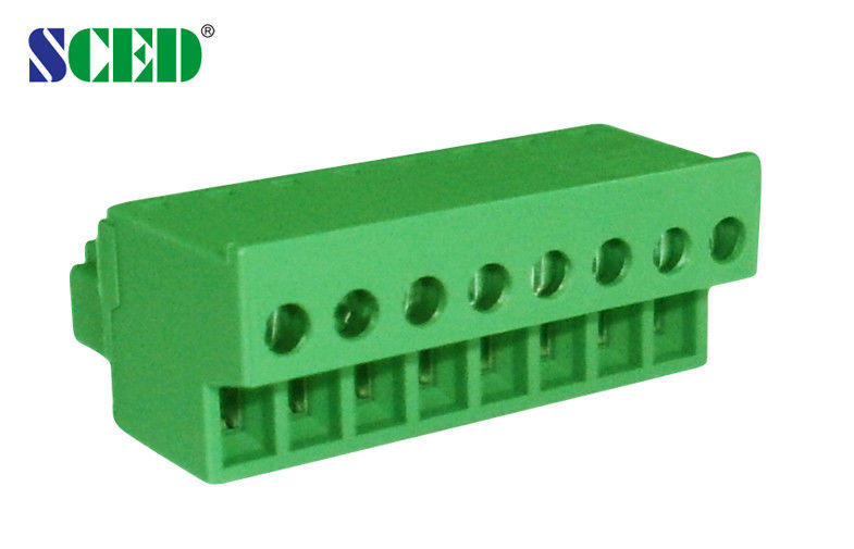 Green Color 3.81mm Pitch Plug In Terminal Block Female Parts 300V 10A