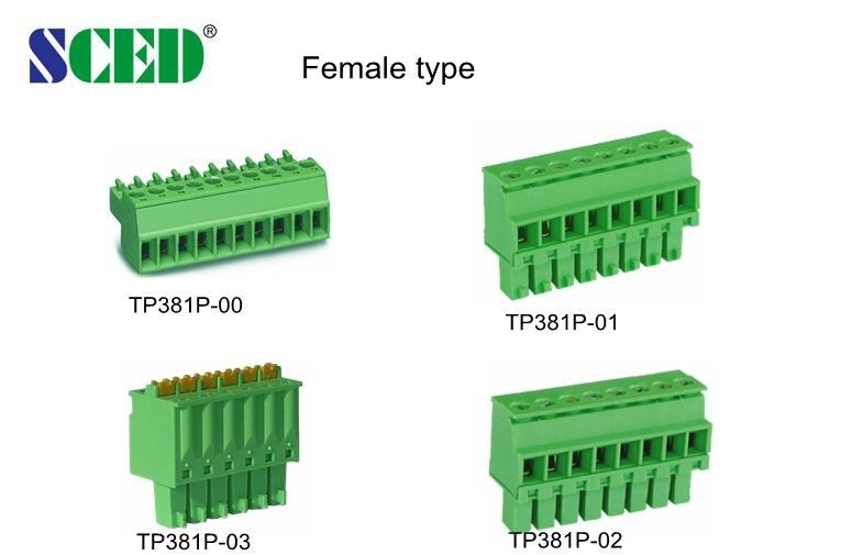 2-22 Number Of Contact Plug In Power Terminal Block Connector 3.81mm Female Terminal