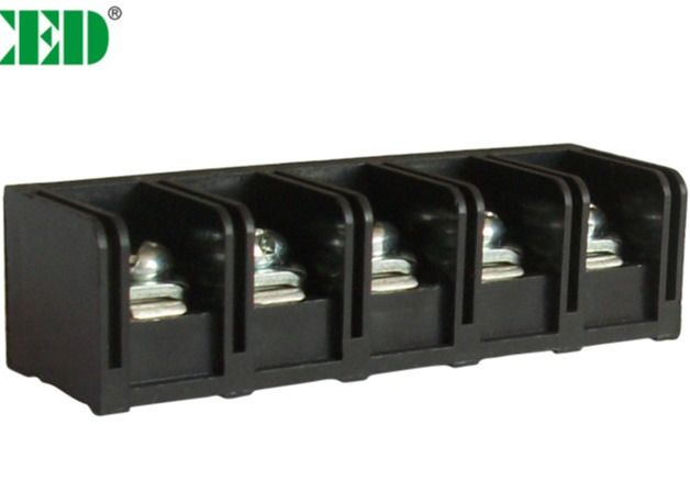 11mm Pitch Black 20A Barrier Terminal Blocks With 2-12 Poles Brass PBT