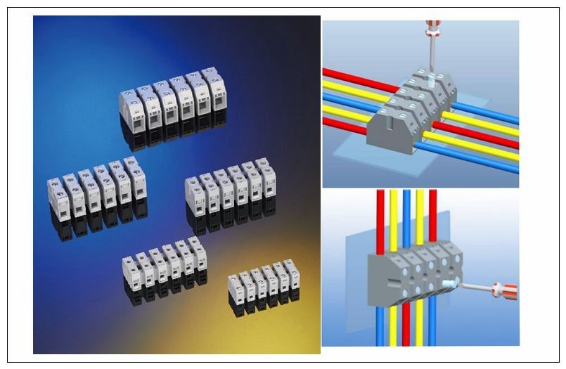 Copper 50A Terminal Feed Through Connector Pitch 13.5mm 2-16 Poles