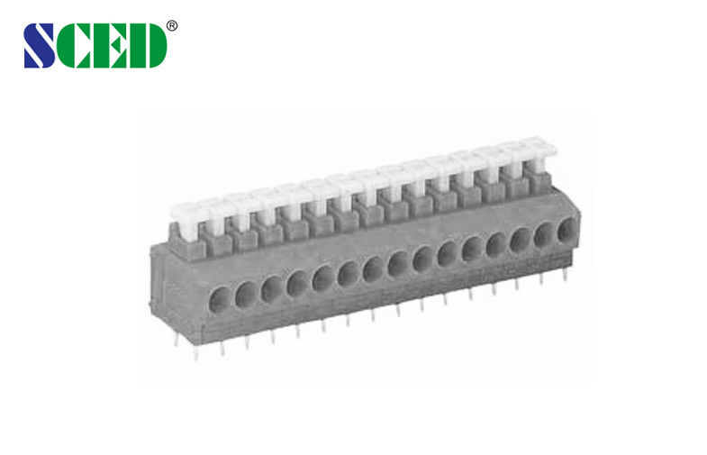 3.81mm Grey PCB Spring Clamp Terminal blocks , Screwless terminals 300V 10A , 2P - 28P