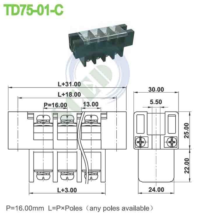 16mm2 Rated Connecting Capacity Through-type Terminal Connector for 2P-12P Contacts in High Demand