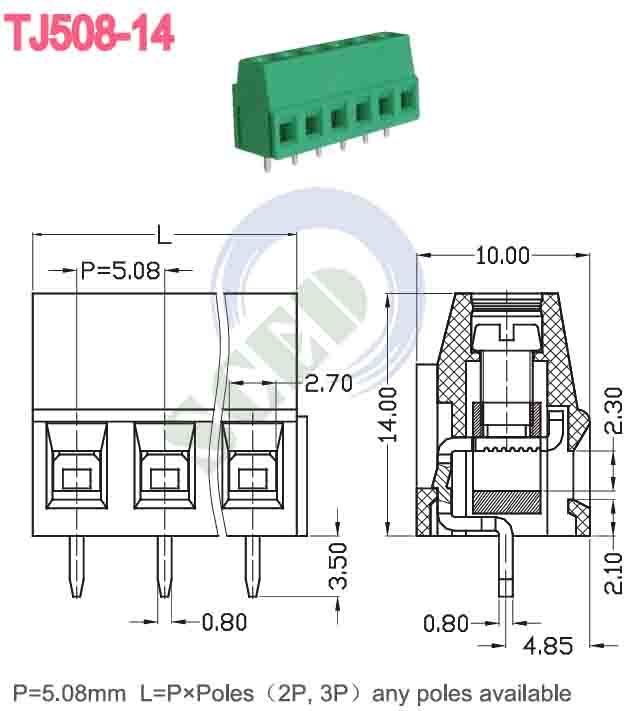 Easy Installation with 2-24 Poles Circuit board Screw Terminal Block and Stripping Length of 7-8mm
