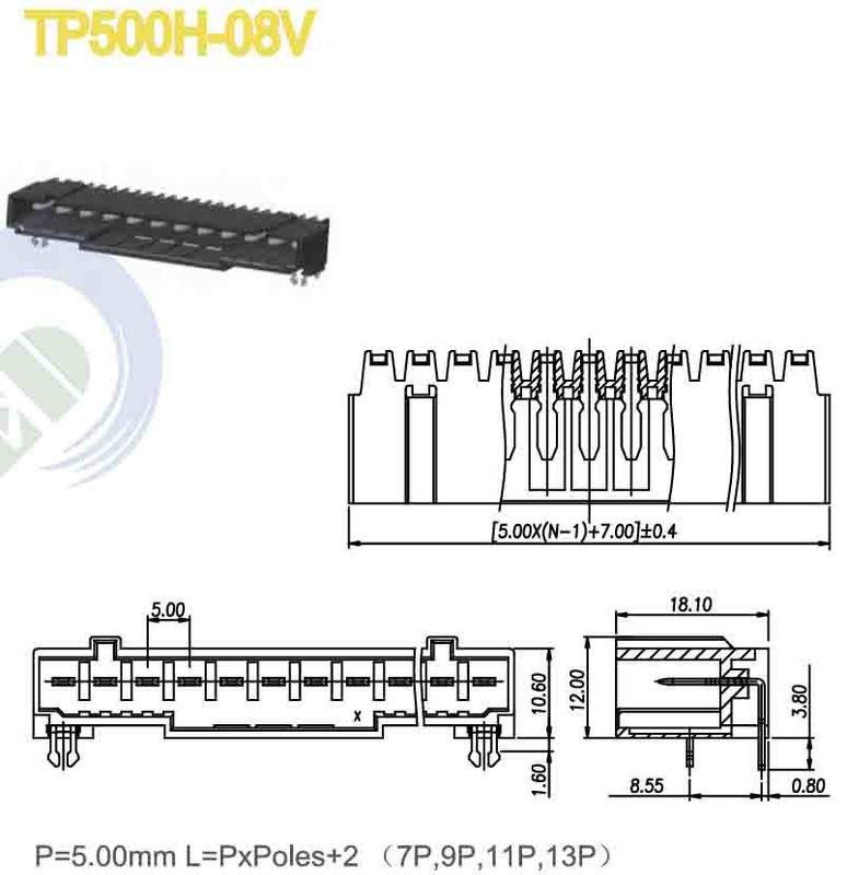 2-24 Contacts Plug In Terminal Block with Phosphor Bronze Material and 6KV Surge Voltage