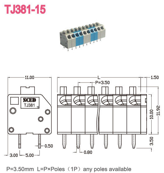 2p - 28p 3.50mm Spring Clamp Terminal Block For Frequency Converters