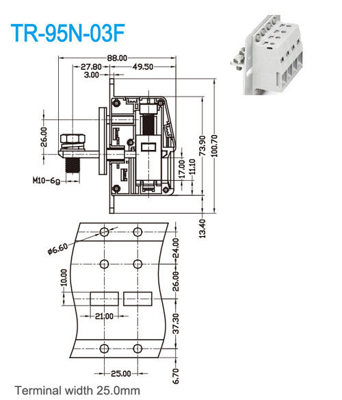 Bulkhead Connectors 600v Through Panel Terminal Blocks Connector 230A 25.0mm