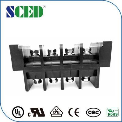 পিচ 27mm প্যানেল মাউন্ট টার্মিনাল ব্লক PBT কালো ইস্পাত স্ক্রু ব্রাস বোর্ড