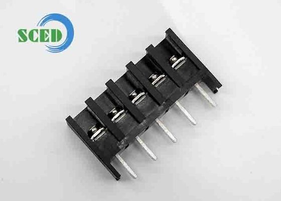 PCB এবং পাওয়ার সাপ্লাইয়ের জন্য 10.00mm পিচ 300V 20A রাইট অ্যাঙ্গেল ওয়্যার ইনলেট সহ ব্ল্যাক ব্যারিয়ার টার্মিনাল ব্লক
